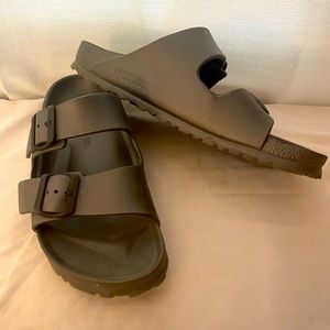 Super comfy grey Birkenstocks.